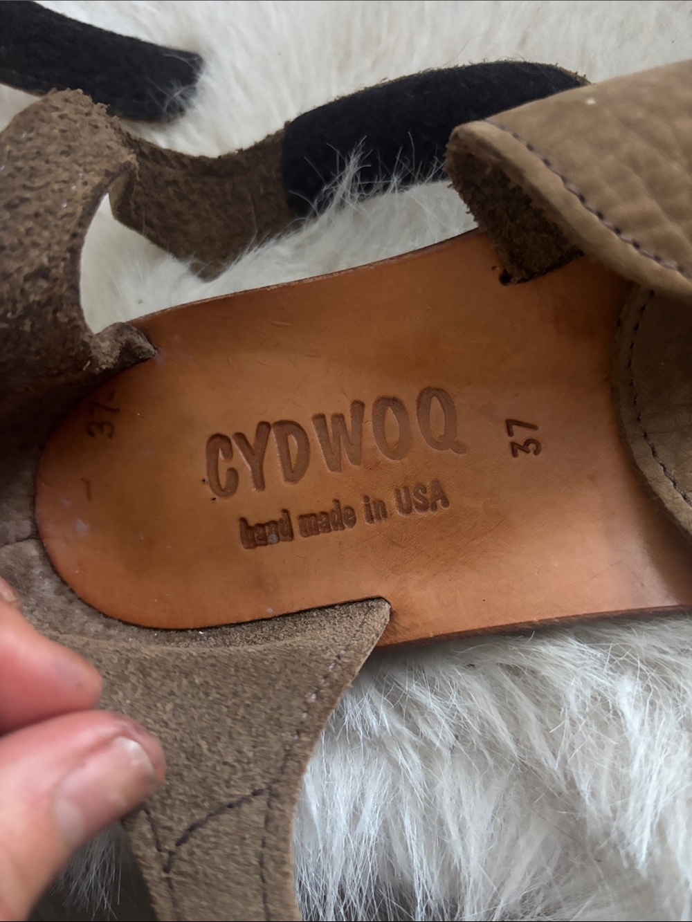 CYDWOQ Women's Taupe Suede Sandals
